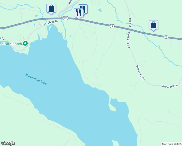 map of restaurants, bars, coffee shops, grocery stores, and more near 90 Denmark Drive in Northwood