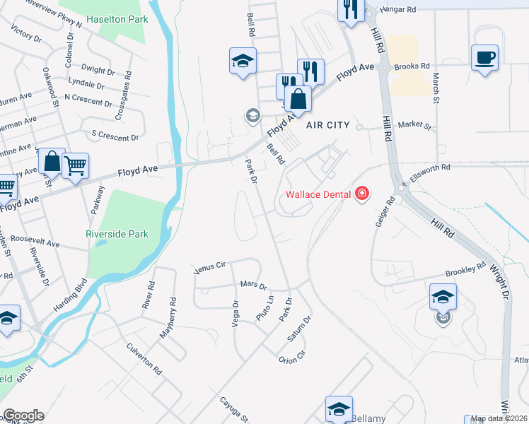 map of restaurants, bars, coffee shops, grocery stores, and more near 410 Park Drive in Rome