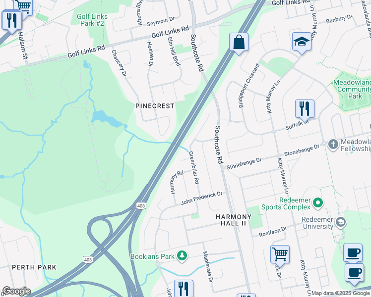 map of restaurants, bars, coffee shops, grocery stores, and more near 228 Greenbriar Road in Hamilton