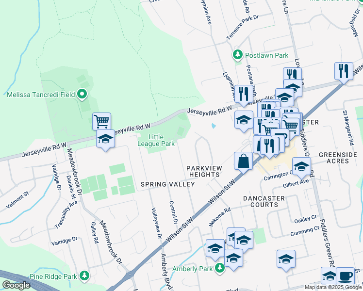 map of restaurants, bars, coffee shops, grocery stores, and more near 51 Orchard Drive in Hamilton