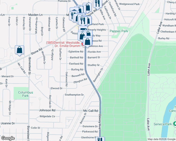 map of restaurants, bars, coffee shops, grocery stores, and more near in Rochester