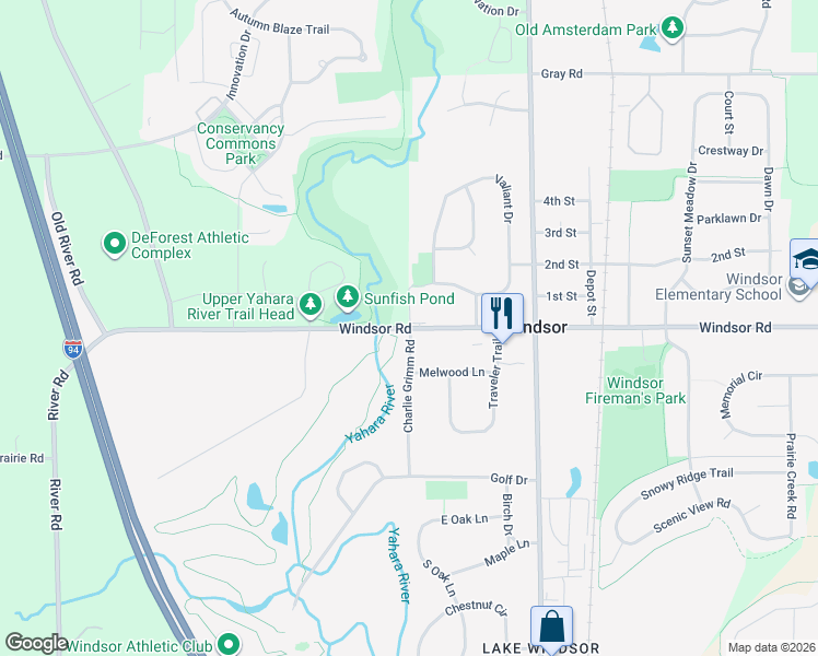 map of restaurants, bars, coffee shops, grocery stores, and more near 4578 Windsor Road in Windsor