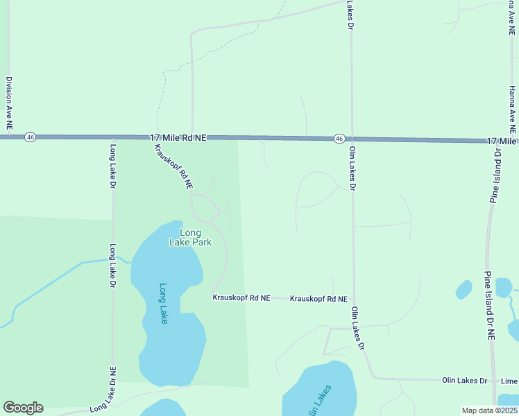map of restaurants, bars, coffee shops, grocery stores, and more near 594 17 Mile Road Northeast in Sparta