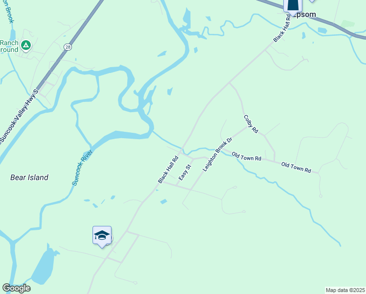map of restaurants, bars, coffee shops, grocery stores, and more near 282 Black Hall Road in Epsom