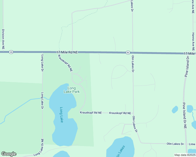map of restaurants, bars, coffee shops, grocery stores, and more near 594 17 Mile Road Northeast in Sparta