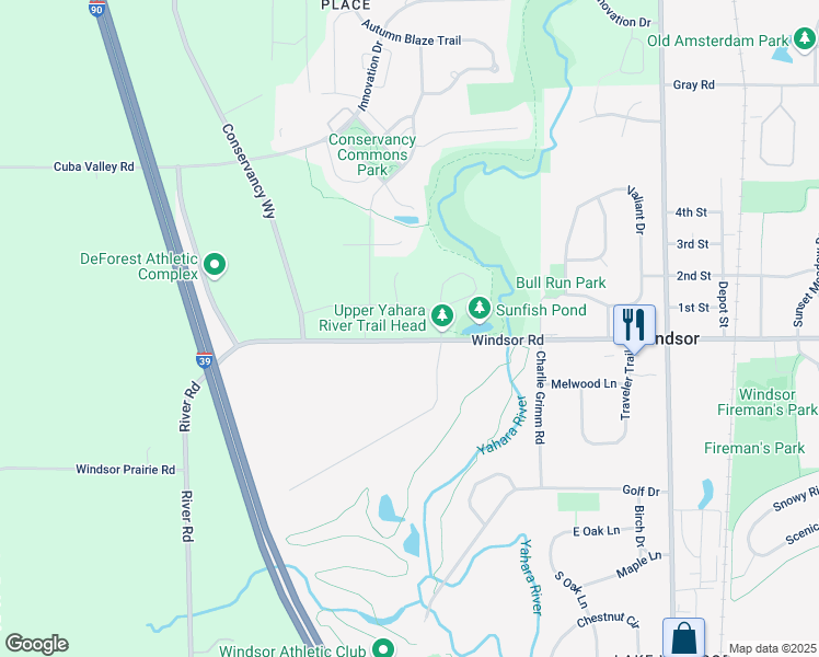 map of restaurants, bars, coffee shops, grocery stores, and more near 4610-4612 Windsor Road in Windsor
