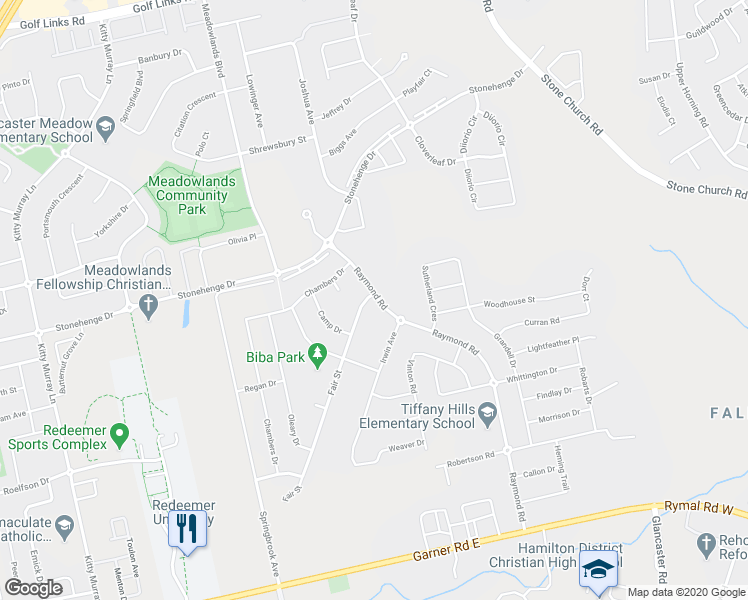 map of restaurants, bars, coffee shops, grocery stores, and more near 4 Fair Street in Hamilton