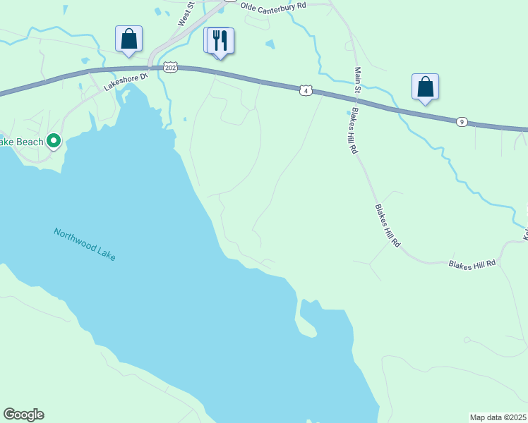 map of restaurants, bars, coffee shops, grocery stores, and more near 90 Denmark Drive in Northwood