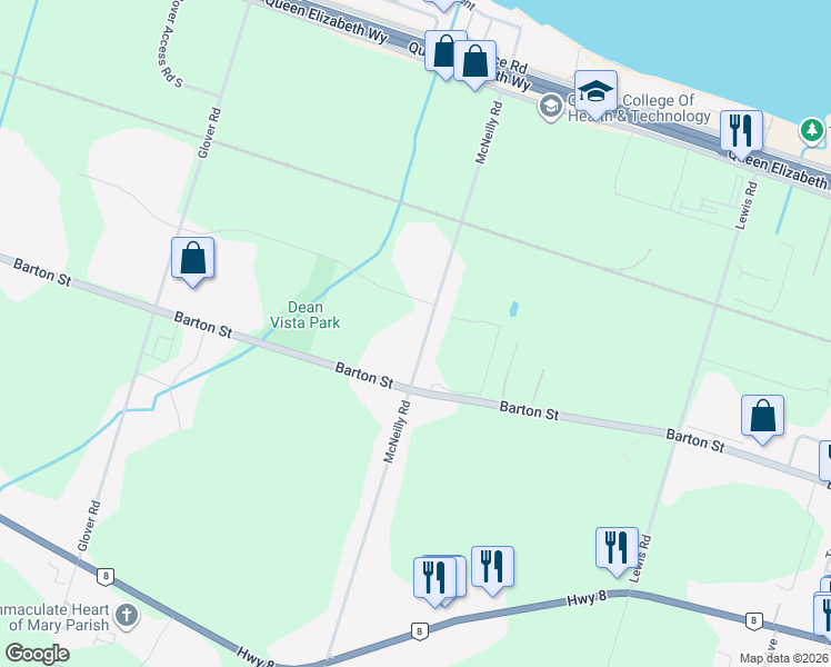 map of restaurants, bars, coffee shops, grocery stores, and more near 333 McNeilly Road in Hamilton