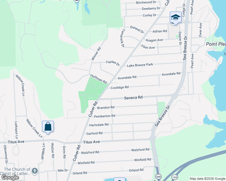 map of restaurants, bars, coffee shops, grocery stores, and more near 52 Seneca Road in Irondequoit