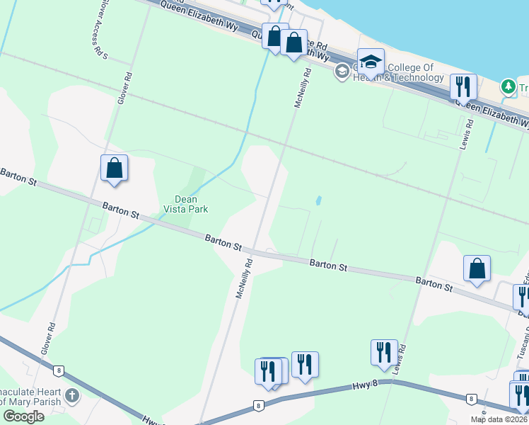 map of restaurants, bars, coffee shops, grocery stores, and more near 333 McNeilly Road in Hamilton