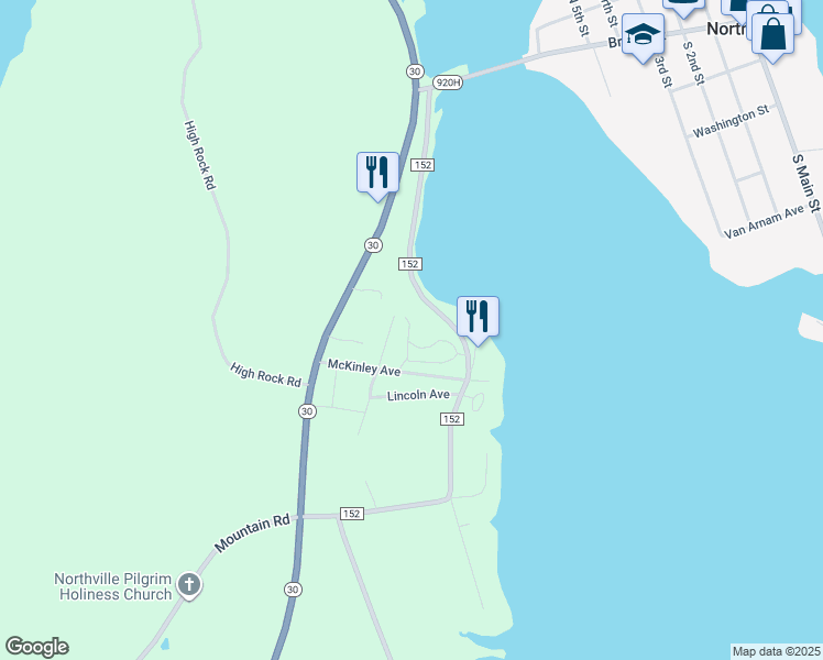 map of restaurants, bars, coffee shops, grocery stores, and more near 103 Circle Drive in Northville