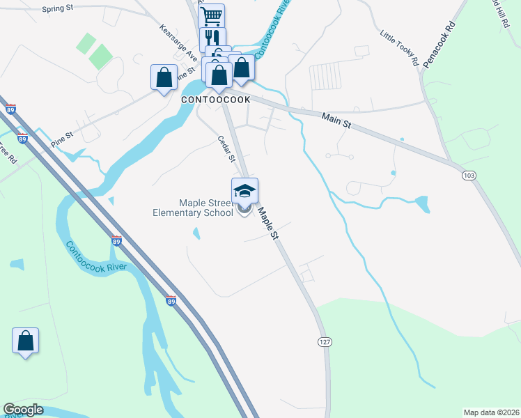 map of restaurants, bars, coffee shops, grocery stores, and more near 194 Maple Street in Hopkinton