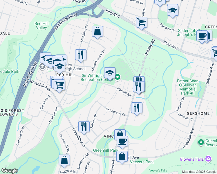 map of restaurants, bars, coffee shops, grocery stores, and more near 34 Nicklaus Drive in Hamilton