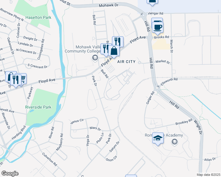 map of restaurants, bars, coffee shops, grocery stores, and more near 268 Park Drive Manor 1 in Rome