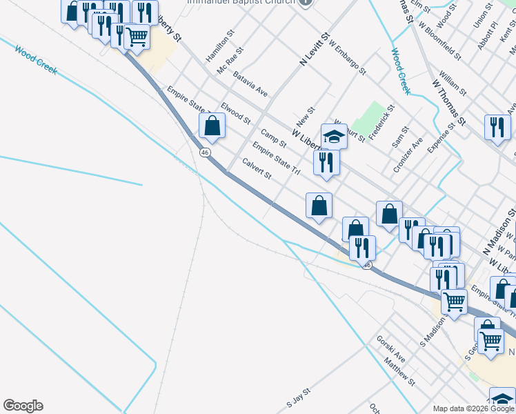 map of restaurants, bars, coffee shops, grocery stores, and more near 801 Erie Boulevard West in Rome