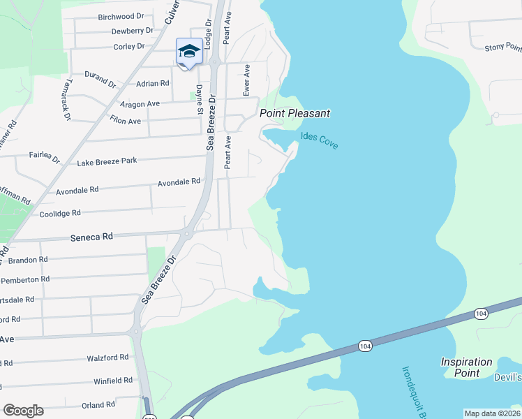 map of restaurants, bars, coffee shops, grocery stores, and more near 535 Seneca Road in Rochester
