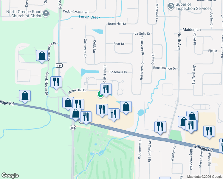 map of restaurants, bars, coffee shops, grocery stores, and more near 45 Jade Drive in Rochester