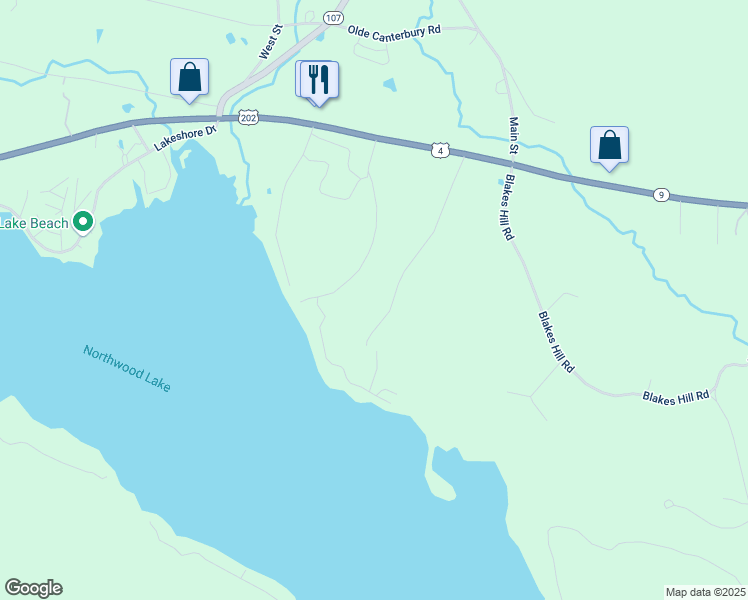map of restaurants, bars, coffee shops, grocery stores, and more near 70 Denmark Drive in Northwood