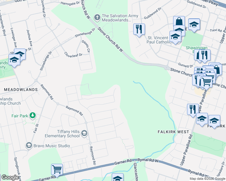 map of restaurants, bars, coffee shops, grocery stores, and more near 19 Dorr Court in Hamilton