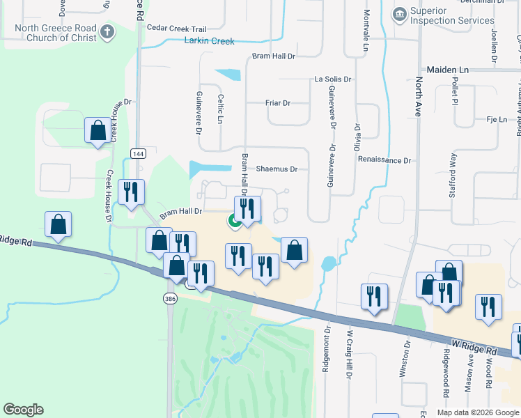 map of restaurants, bars, coffee shops, grocery stores, and more near 45 Jade Drive in Rochester