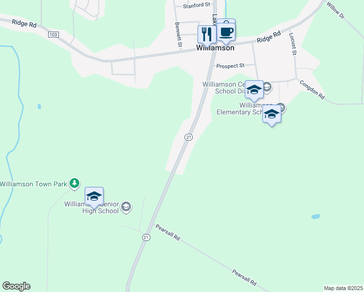 map of restaurants, bars, coffee shops, grocery stores, and more near 6008 State Route 21 in Williamson