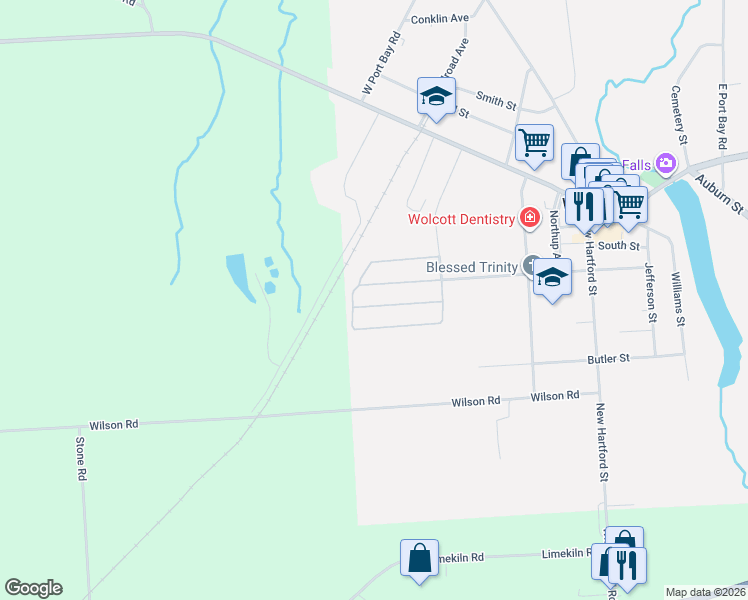 map of restaurants, bars, coffee shops, grocery stores, and more near 11816 Maplewood Drive in Wolcott