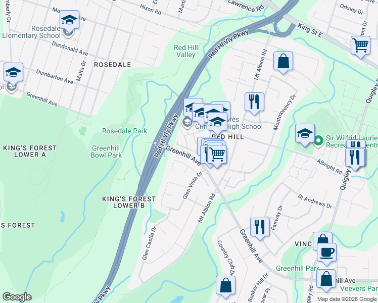 map of restaurants, bars, coffee shops, grocery stores, and more near 11 Harrisford Street in Hamilton