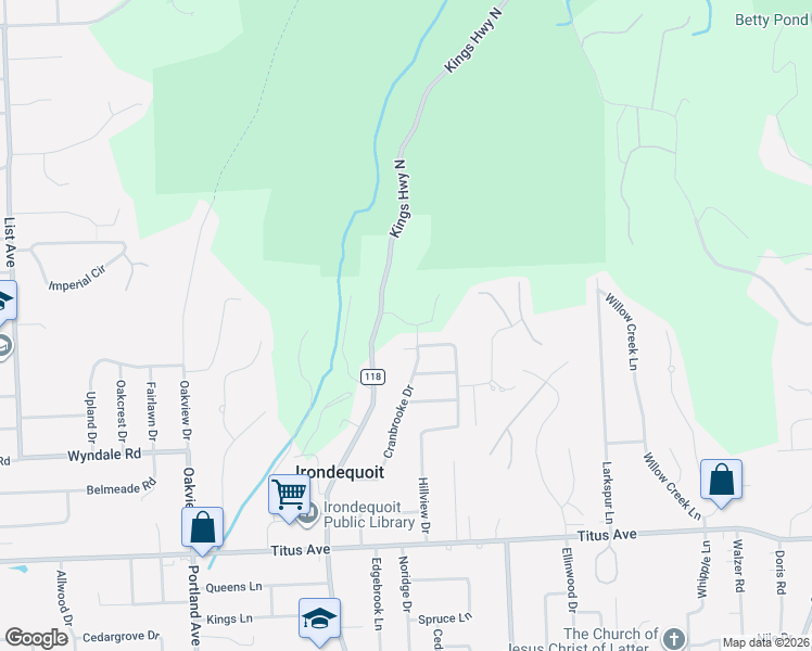 map of restaurants, bars, coffee shops, grocery stores, and more near 324 Kings Highway North in Rochester