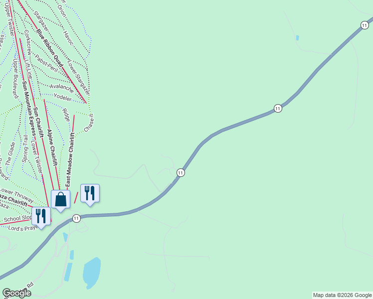 map of restaurants, bars, coffee shops, grocery stores, and more near 3424 Vermont 11 in Peru