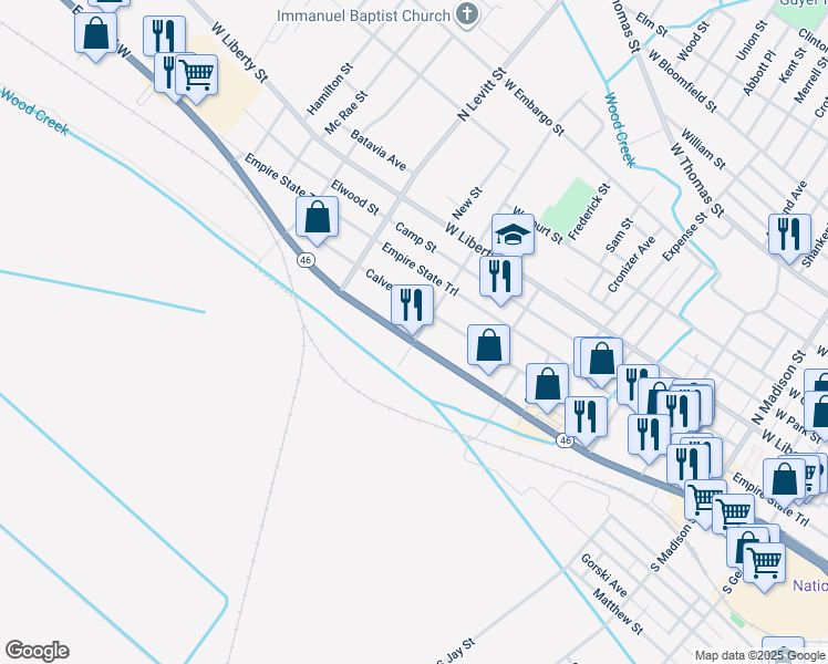 map of restaurants, bars, coffee shops, grocery stores, and more near 200-286 South Doxtator Street in Rome