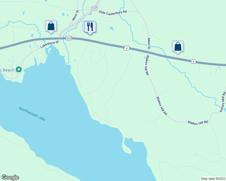 map of restaurants, bars, coffee shops, grocery stores, and more near 70 Denmark Drive in Northwood