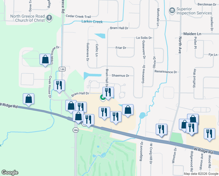 map of restaurants, bars, coffee shops, grocery stores, and more near 45 Jade Drive in Rochester
