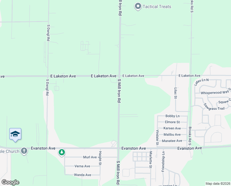 map of restaurants, bars, coffee shops, grocery stores, and more near 1891 South Mill Iron Road in Muskegon