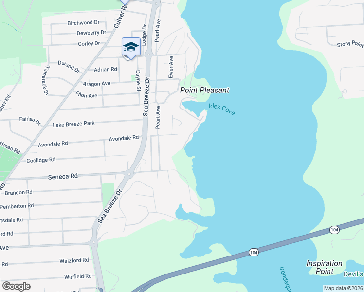 map of restaurants, bars, coffee shops, grocery stores, and more near 535 Seneca Road in Rochester
