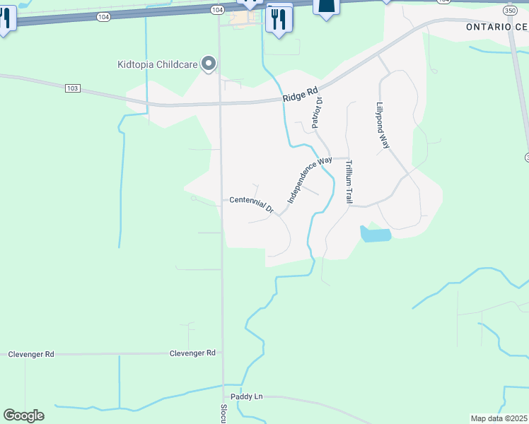 map of restaurants, bars, coffee shops, grocery stores, and more near 1236 Centennial Drive in Ontario