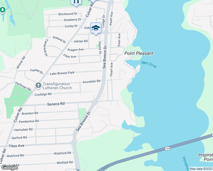 map of restaurants, bars, coffee shops, grocery stores, and more near 335 Avondale Road in Irondequoit