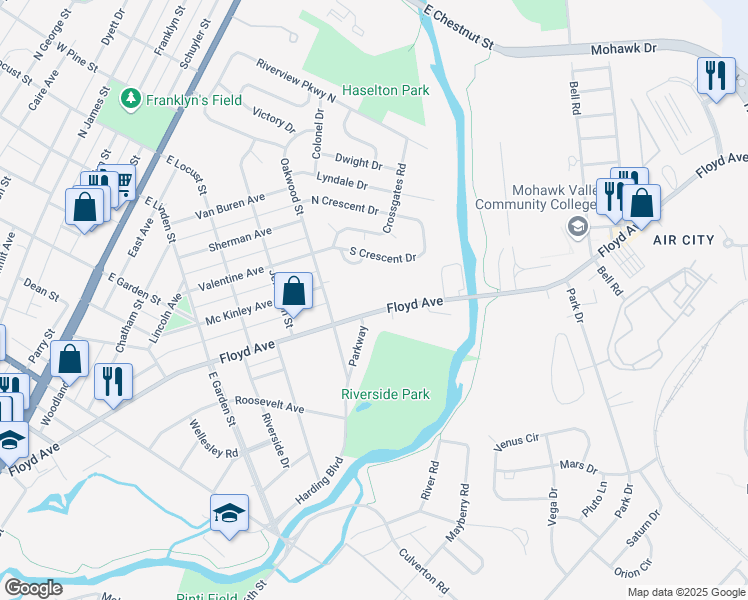 map of restaurants, bars, coffee shops, grocery stores, and more near 941 Floyd Avenue in Rome