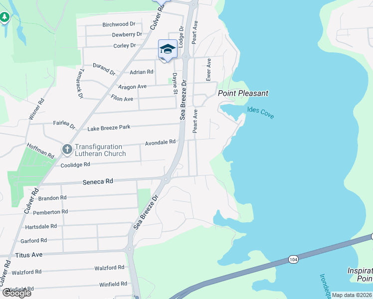 map of restaurants, bars, coffee shops, grocery stores, and more near 335 Avondale Road in Irondequoit