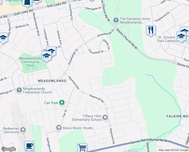 map of restaurants, bars, coffee shops, grocery stores, and more near in Hamilton