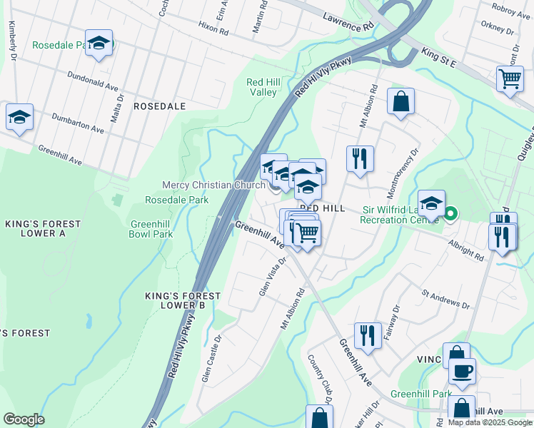 map of restaurants, bars, coffee shops, grocery stores, and more near 11 Harrisford Street in Hamilton