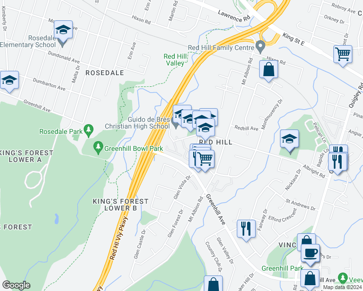 map of restaurants, bars, coffee shops, grocery stores, and more near 11 Harrisford Street in Hamilton