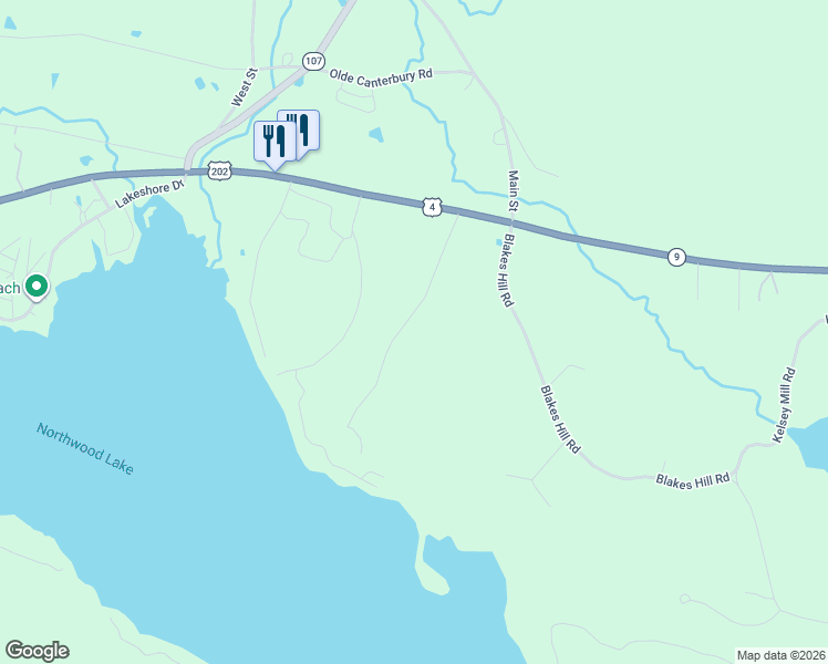 map of restaurants, bars, coffee shops, grocery stores, and more near 55 Denmark Drive in Northwood