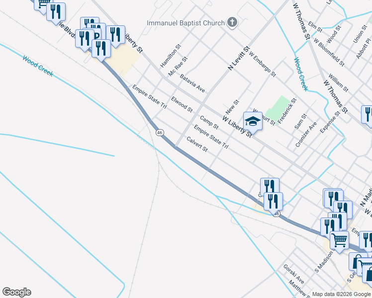 map of restaurants, bars, coffee shops, grocery stores, and more near 801-899 Erie Blvd W in Rome