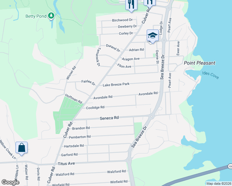 map of restaurants, bars, coffee shops, grocery stores, and more near 135 Avondale Road in Rochester