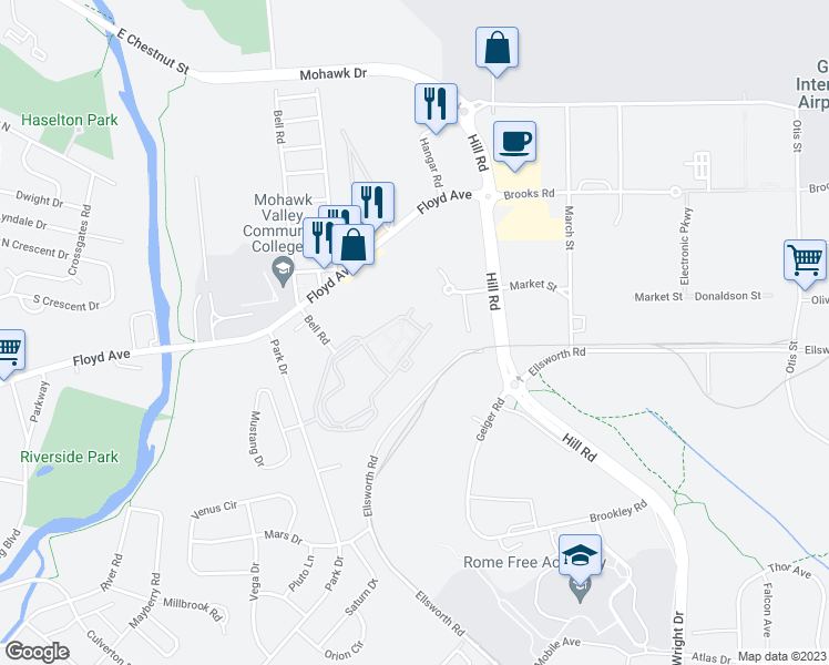 map of restaurants, bars, coffee shops, grocery stores, and more near 300 Park Drive Manor in Rome