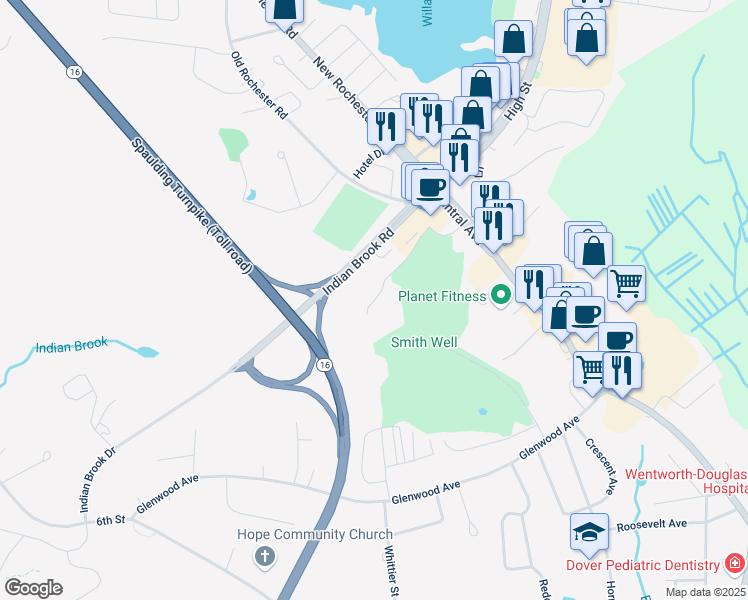 map of restaurants, bars, coffee shops, grocery stores, and more near 98-300 Webb Place in Dover