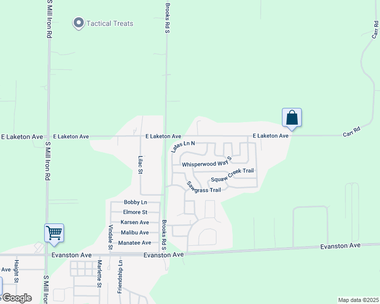 map of restaurants, bars, coffee shops, grocery stores, and more near 4104 East Laketon Avenue in Muskegon
