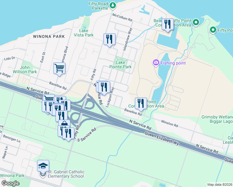 map of restaurants, bars, coffee shops, grocery stores, and more near 86 Glendarling Crescent in Hamilton
