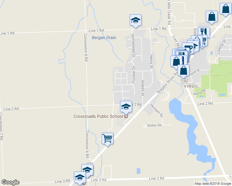 map of restaurants, bars, coffee shops, grocery stores, and more near 22 Riesling Drive in Niagara-on-the-Lake
